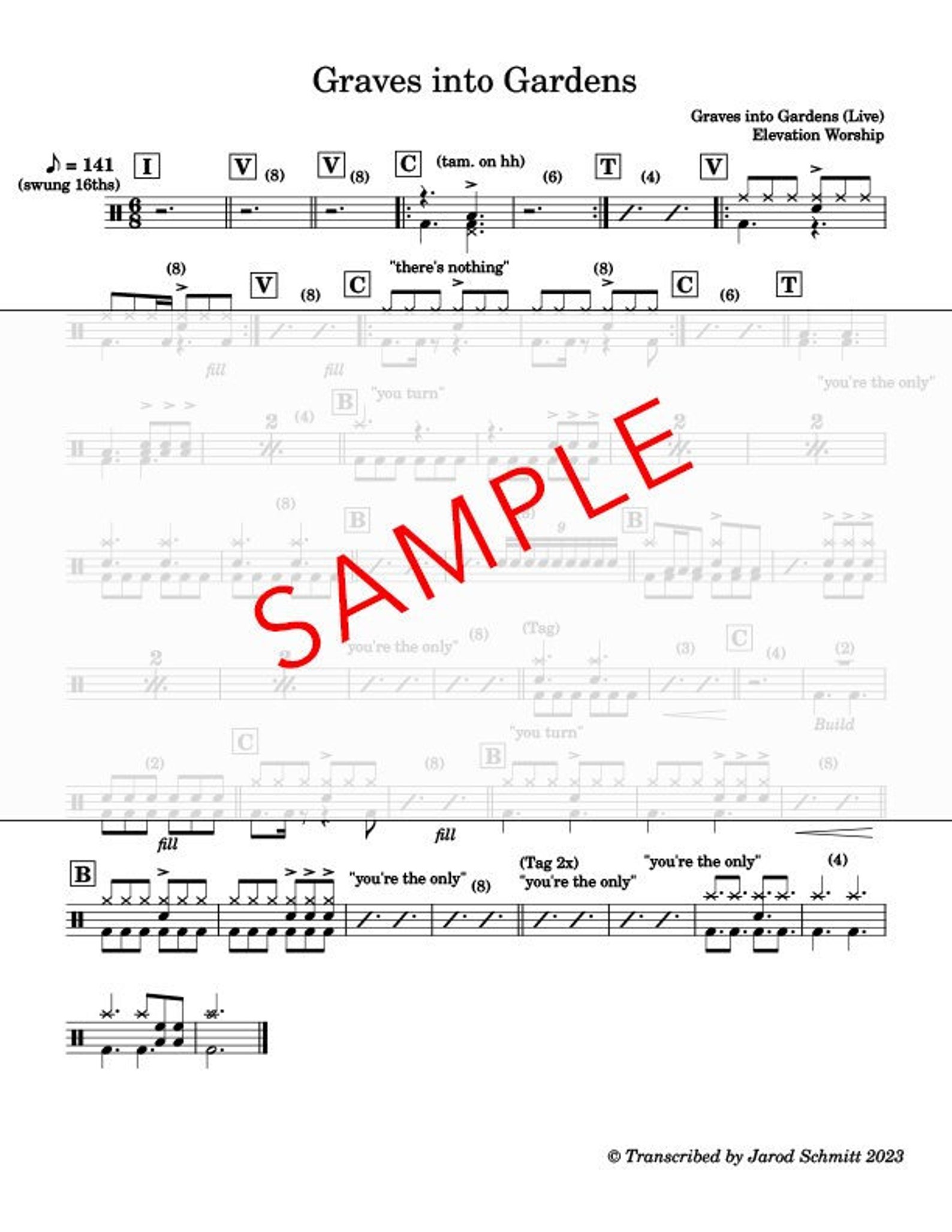 Graves Into Gardens Drum Set Chart Etsy