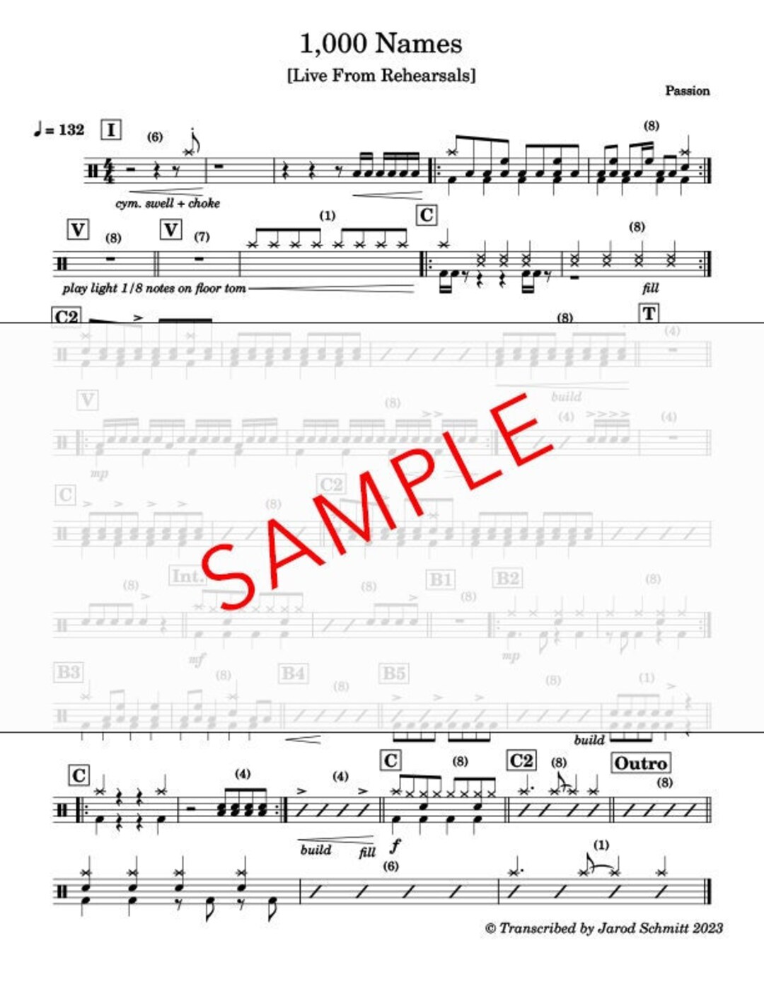 1,000 Names Drum Set Chart Etsy