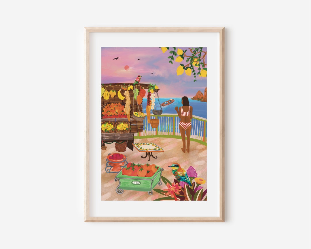 Positano Fruit Stand Art Print Amalfi Fruit Stand Art Print Etsy