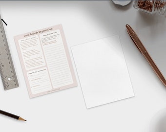 Core Beliefs Exploration Worksheet - CBT, Cognitive Behavioural Therapy, Self-Help, Printable