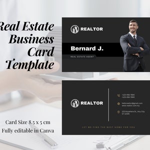 Business Card Template | Realtor Business Card | Editable Realtor Business Card | Masculine Business Card | Elegant Simple Business Card