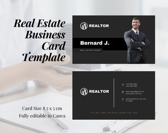 Modello di biglietto da visita / Biglietto da visita agente immobiliare / Biglietto da visita agente immobiliare modificabile / Biglietto da visita maschile / Biglietto da visita semplice ed elegante