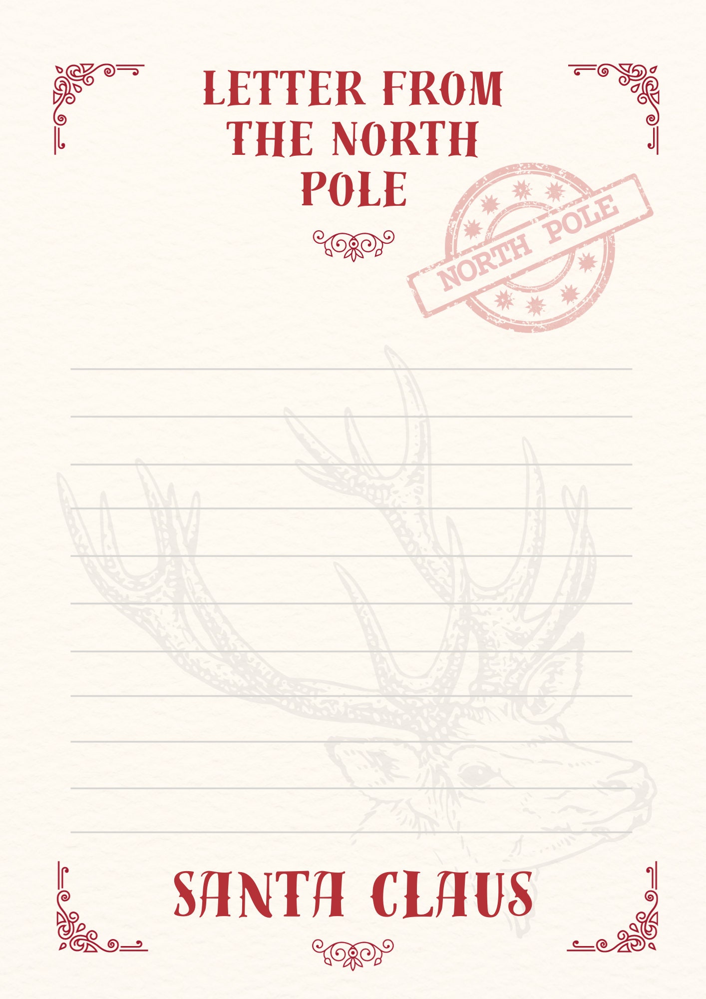 Printable Letter From the North Pole, Fillable Letter From Santa Claus Printable Letter From the North Pole, Fillable Letter From Santa Claus