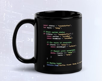 Java Script Coffee Preparation Code Dark Mode Mug, Funny Programmer Mug