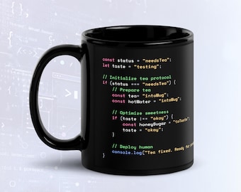 Java Script Tea Preparation Code Dark Mode Mug