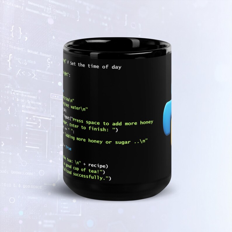 Python Tea Preparation Code Dark Mode Mug, Funny Programmer Mug image 6