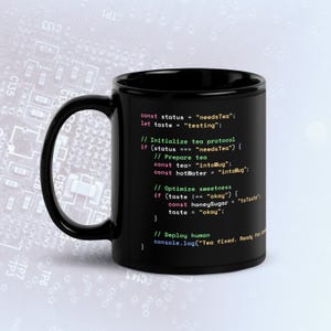 Java Script Tea Preparation Code Dark Mode Mug