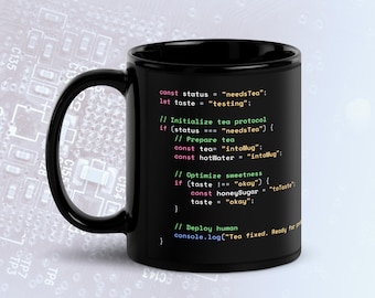 Java Script Tea Preparation Code Dark Mode Mug