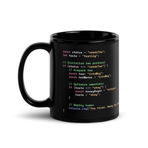 Java Script Tea Preparation Code Dark Mode Mug