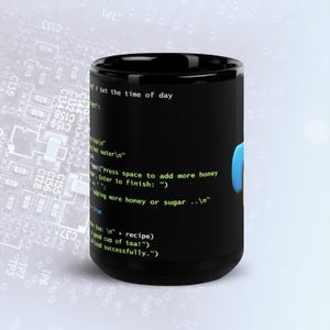 Python Tea Preparation Code Dark Mode Mug, Funny Programmer Mug afbeelding 6