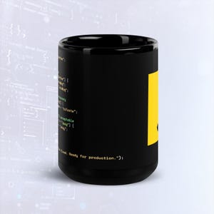 Kubek z kodem Java Script do przygotowywania kawy w trybie ciemnym, zabawny kubek programisty zdjęcie 6