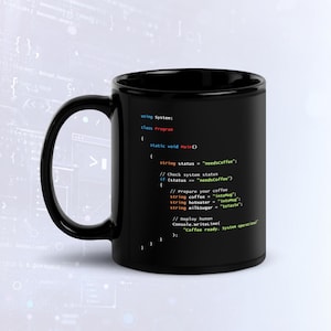 Mug pour programmeur C#, cadeau pour développeur, design syntaxique (325 ml)