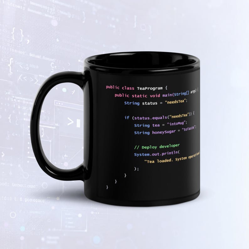 Java Programmer Tea Mug, Funny Developer Gift, Software Engineer Coding Mug, Tea Lover Coder Cup, Java Developer Gift image 1