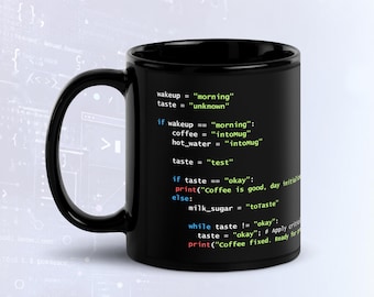 Python Coffee Preparation Code Dark Mode Mug, Funny Programmer Mug