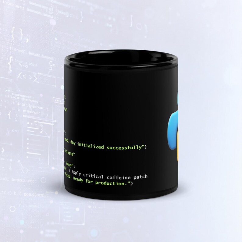 Python kaffe förberedelsekod mörkt läge mugg, rolig programmerare mugg bild 3