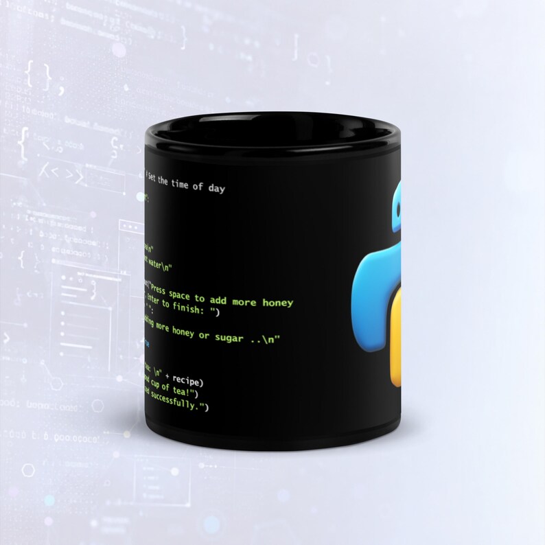 Python Tea Preparation Code Dark Mode Mug, Funny Programmer Mug image 3