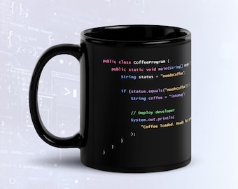 Java Programmer Coffee Mug, Dark Mode Syntax Design, Developer Gift