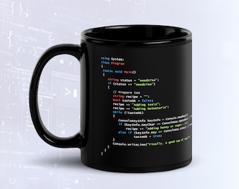 Taza de té para programadores de C#, regalo divertido para desarrolladores, taza para ingenieros de software que programan.