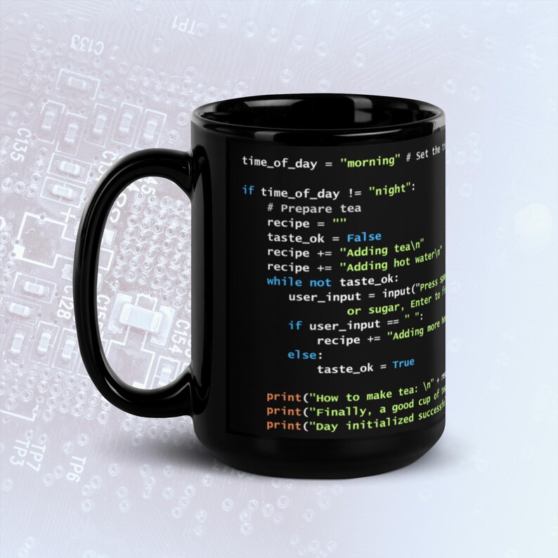Python Tea Preparation Code Dark Mode Mug, Funny Programmer Mug afbeelding 4