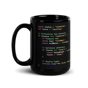 Java Script Tea Preparation Code Dark Mode Mug