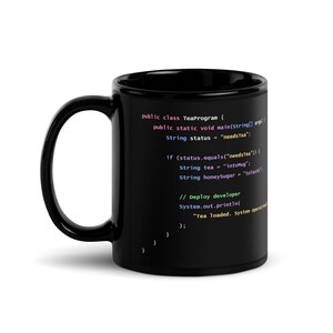 Java Programmer Tea Mug, Funny Developer Gift, Software Engineer Coding Mug, Tea Lover Coder Cup, Java Developer Gift