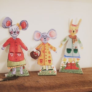 Printable Paper Dolls - Hand-painted - Ginny the Mouse - Etsy