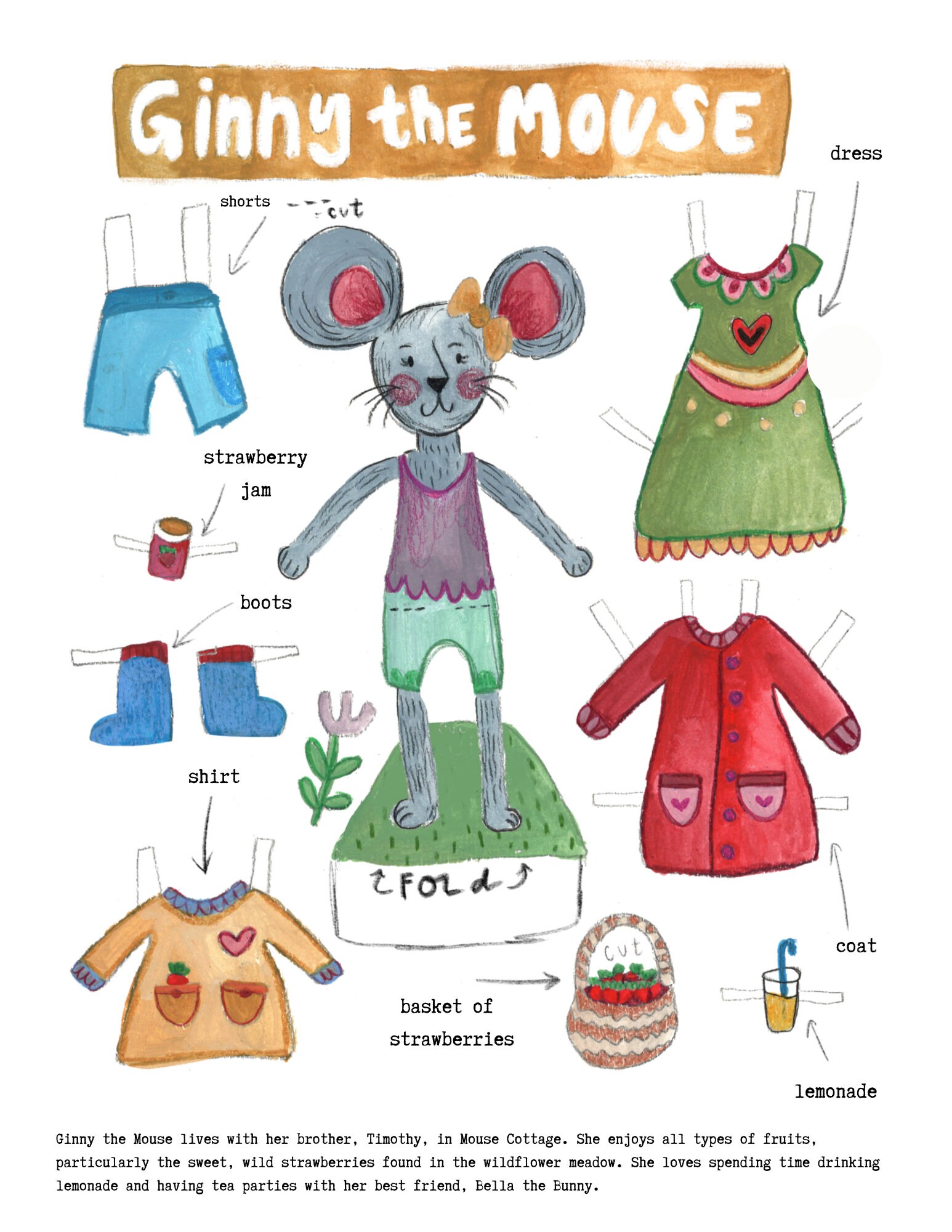 Printable Paper Dolls - Hand-painted - Ginny the Mouse - Etsy