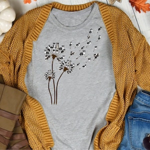 Border Collie Flower Fly Dandelion Border Collie Funny Dog T-Shirt - Gift for Dog Lovers - Funny Dog - Border Collie Lovers - Mother's Day