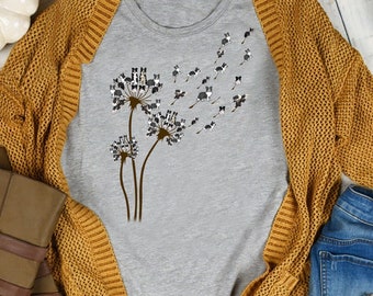 Border Collie Flower Fly Dandelion Border Collie Funny Dog T-Shirt - Gift for Dog Lovers - Funny Dog - Border Collie Lovers - Mother&#39;s Day