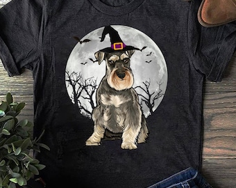 Zwergschnauzer Hexe Halloween T-Shirt: Lustiges Hundeliebhaber Geschenk