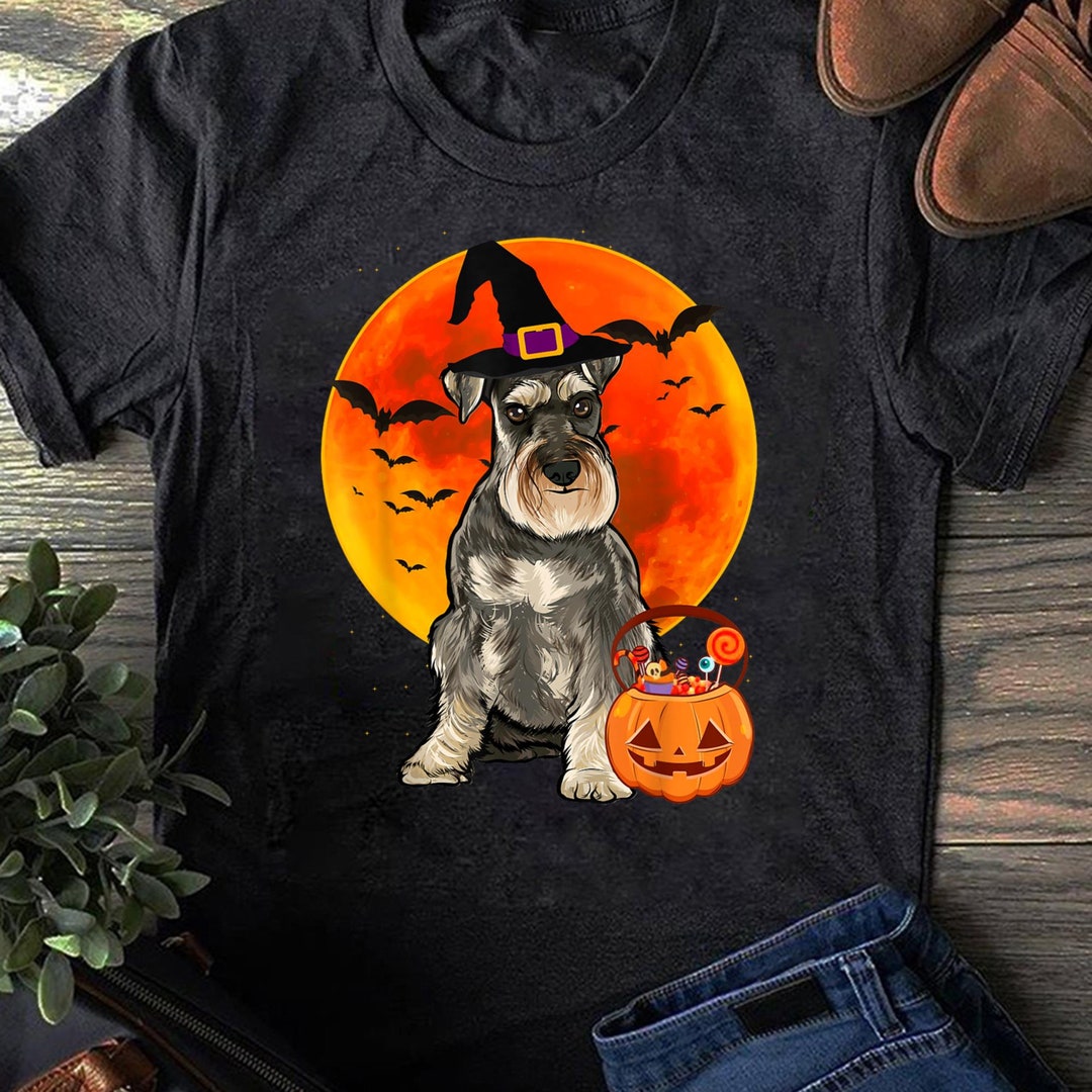 Perro Halloween Mnatura Schnauzer Jack O Lantern Calabaza Camseta