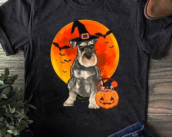 Hund Halloween Zwergschnauzer Jack O Lantern Kürbis T-Shirt - Geschenk für Hundeliebhaber - Lustiger Hund - Schnauzer-Liebhaber, Muttertag