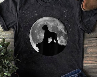 Riesenschnauzer Hund Mond T-Shirt Niedlicher Halloween Schnauzer - Geschenk für Hundeliebhaber - Lustiger Hund - Schnauzer-Liebhaber, Muttertag