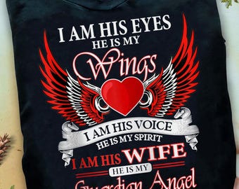 T-shirt commémoratif I Am His Wife He Is My Guardian : cadeau du souvenir d'un ange gardien