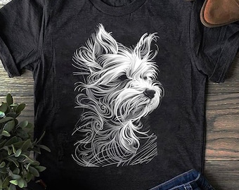 Leuke hondenliefhebber Yorkshire Terrier Eenvoudige schets Yorkie mannen vrouwen - grappige Yorkie-cadeaus, shirt Yorkshire Terrier, Yorkshire Terrier, moeder Yorkie