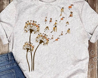 Boxer Dog Dandelion Flower Funny Animal Lover Tees Men Women T-Shirt - Gift for Dog Lovers - Funny Dog - Pet Tee - Mother&#39;s Day