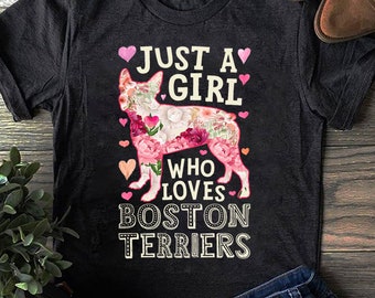 T-shirt fleuri Boston Terrier : cadeau pour les amoureux des chiens