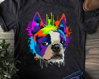 T-shirt Boston Terrier Splash Art : cadeau pour les amoureux des chiens