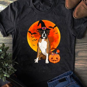 Boxer Dog Halloween T-Shirt: Jack O&#39; Lantern Pumpkin, Dog Lover Gift