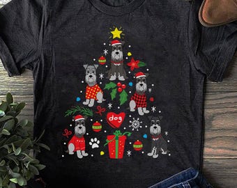 Schnauzer Weihnachtsbaum T-Shirt: Hundeliebhaber Geschenk