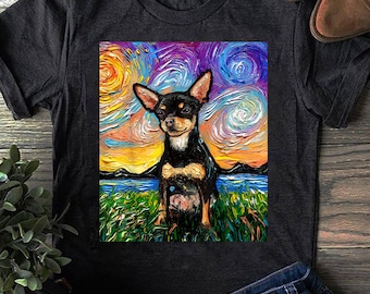 Chihuahua Starry Night Dog Art T-Shirt - Gift for Dog Lovers