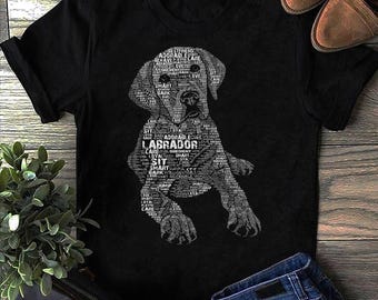 Labrador Retriever Caligram T-Shirt: Black Lab Mama Gift