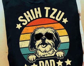Koszulka z wizerunkiem taty Shih Tzu: zabawny prezent dla miłośnika psów