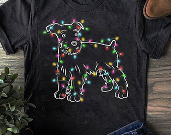 Schnauzer Weihnachtslichter T-Shirt: Lustiges Geschenk für Hundeliebhaber
