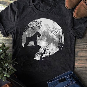 Schnauzer Dog Lover Moon Funny Halloween Costume T-Shirt - Gift for Dog Lovers - Funny Dog - Schnauzer Lovers, Mother's Day