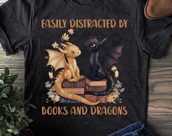 Book Dragon T-Shirt: Librarian Gift, Fantasy Lover