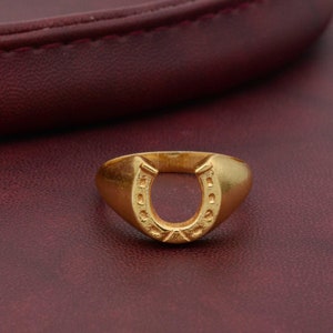 18K gouden hoefijzer, veel geluk hoefijzerring, massief geelgouden hoefijzerring, vergulde koperen ring