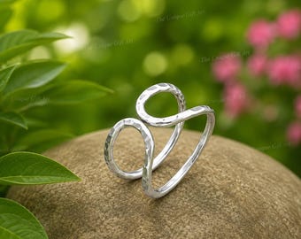 Silver Open Ring, Minimalist Statement Ring, Adjustable Silver Ring, Modern Boho Jewelry, Unique Handmade Gift for Her