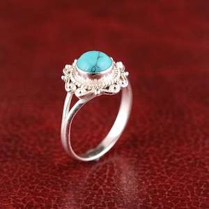 Türkis Stein 925 Sterling Silber Ring - Handgemachter Statement Ring