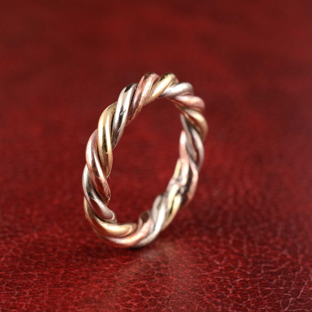 Tensor Ring ,pure Copper + Sterling Silver + Brass Wrap Ring, Hammered ...
